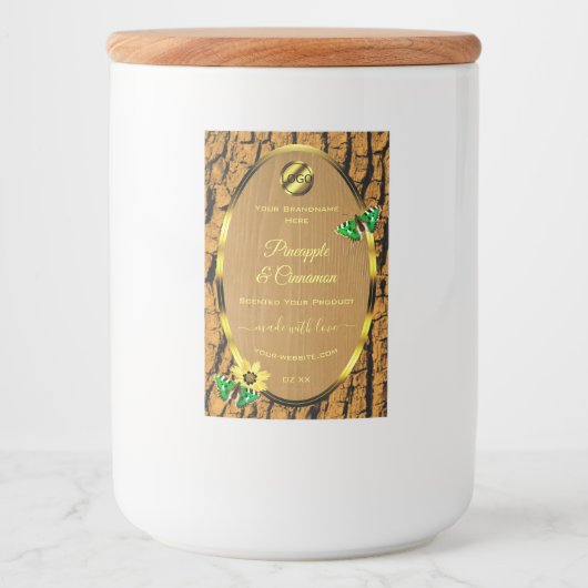 Houtkorrels, bijtende boomschors, Logo Voedselcontainer Etiket (Voorkant)