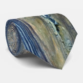 Houtkorrels Blauw-bruin Mannen Stropdas (Opgerold)