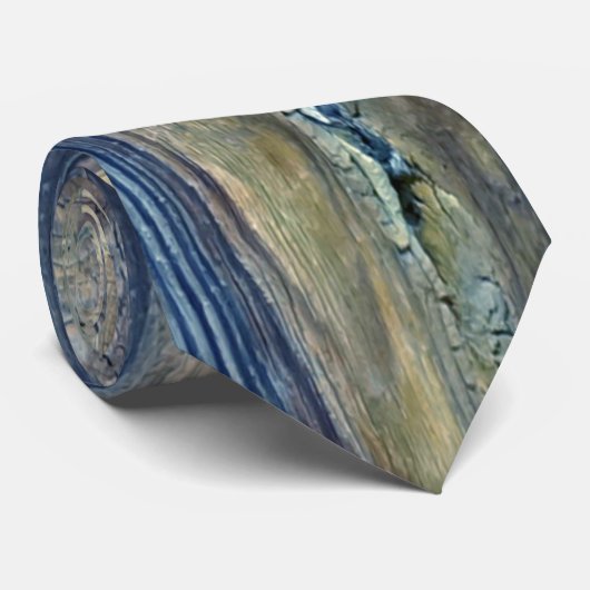 Houtkorrels Blauw-bruin Mannen Stropdas (Opgerold)