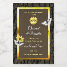 Houtkorrels Donkerbruine gouden etiketten toevoege