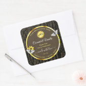 Houtkorrels Donkerbruine gouden etiketten toevoege (Envelop)