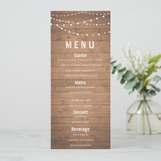 Houtkorrels en strijklampjes menu (Staand voorkant)