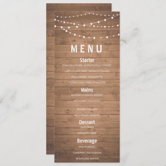 Houtkorrels en strijklampjes menu (Voorkant / Achterkant)