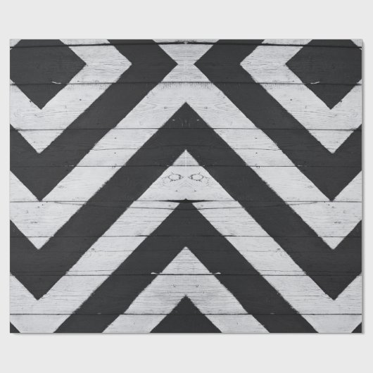 Houtkorrels Gedopt zwart en wit Cadeaupapier (Vlak)