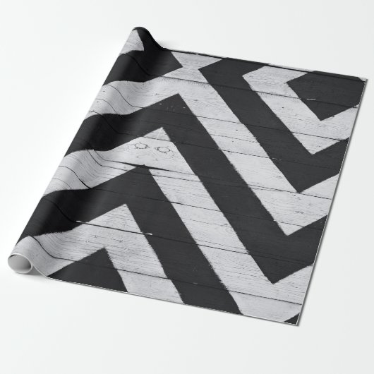 Houtkorrels Gedopt zwart en wit Cadeaupapier (Uitgerold)