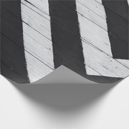 Houtkorrels Gedopt zwart en wit Cadeaupapier (Hoek)