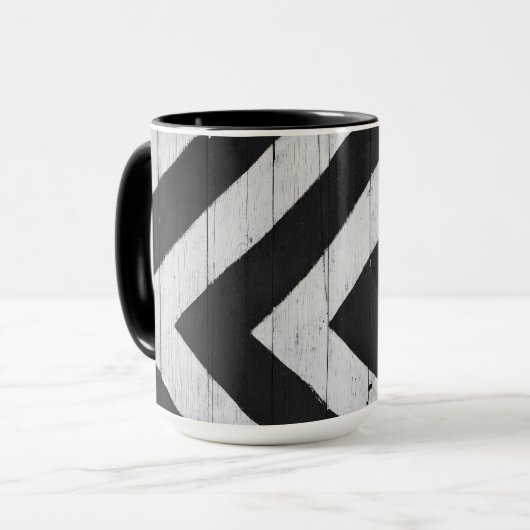 Houtkorrels Gedopt zwart en wit Mok (Voorkant links)