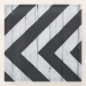 Houtkorrels Gedopt zwart en wit patroon Glazen Onderzetter (Voorkant)