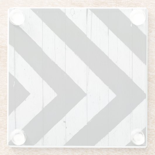 Houtkorrels Gedopt zwart en wit patroon Glazen Onderzetter (Achterkant)