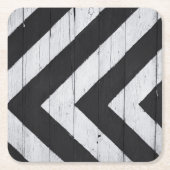 Houtkorrels Gedopt zwart en wit patroon Kartonnen Onderzetters (Voorkant)