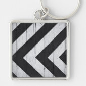 Houtkorrels Gedopt zwart en wit Sleutelhanger (Voorkant)