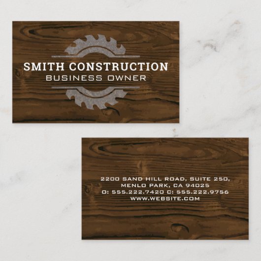 Houtkorrels | Metaalzaag Visitekaartje (Voorkant / Achterkant)