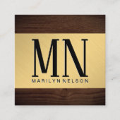 Houtkorrels | Monogram Vierkante Visitekaartje (Voorkant)