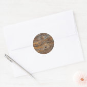 Houtkorrels, plaat van geweerd hout ronde sticker (Envelop)