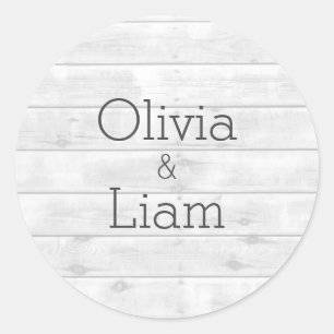 Houtkorrels Rustic White Names Wedding Sticker
