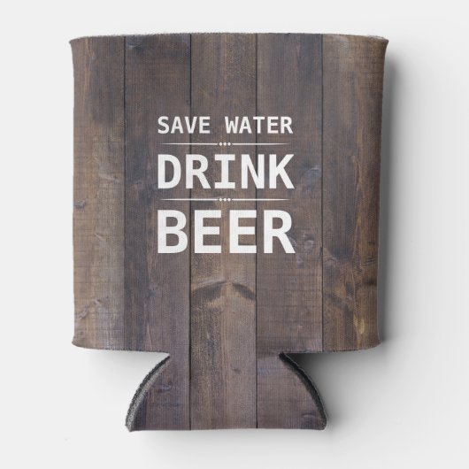 Houtkorrels, sparen Water Drink Bier, gepersonalis Blikjeskoeler (Voorkant)