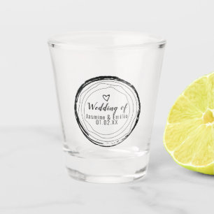 Houtkorrels voor bruiloft shot glas