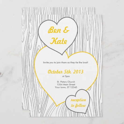 Houtkorrels Weddenschappen - Geel en grijs Kaart (Voorkant / Achterkant)