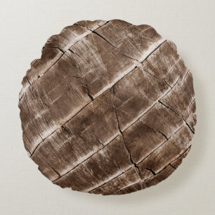 Houtkorreltextuur Rond Kussen