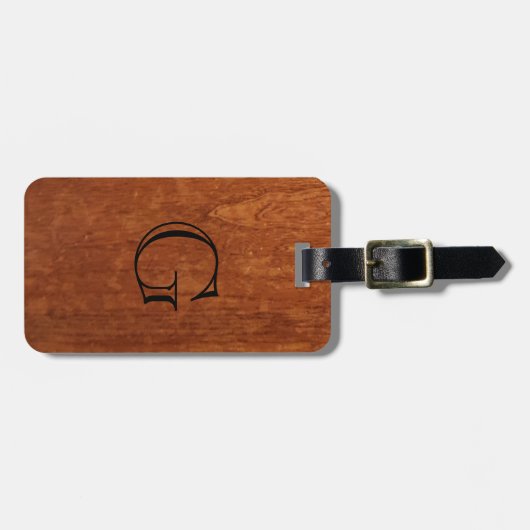 Houtkorreltextuur | Rustige monogram Bagagelabel (Voorkant horizontaal)