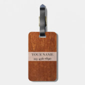 Houtkorreltextuur | Rustige monogram Bagagelabel (Achterkant verticaal)