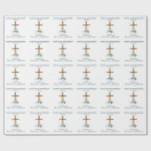 Houtkruis Wit & Blauw Doop Bijbel Verse Cadeaupapier (Vlak)