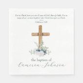 Houtkruis Wit & Blauw Doop Bijbel Verse Servet (Voorkant)