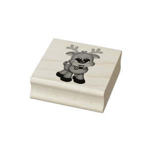 Houtkunstzetmeel/Cute Baby Rudolph Rubberstempel