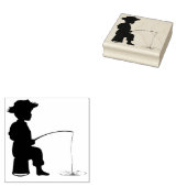 Houtkunstzetmeel/kleine jongen Vist Rubberstempel (Gestempeld)