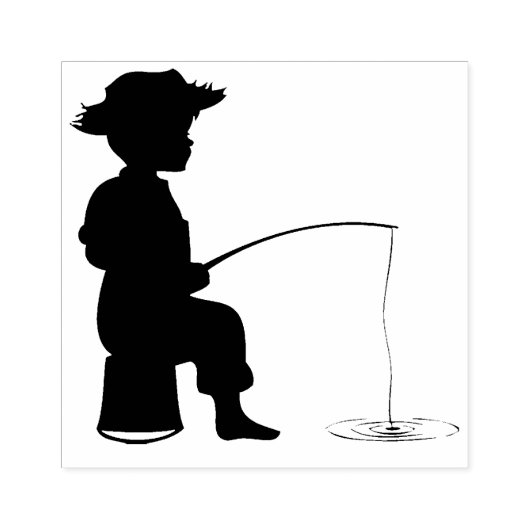 Houtkunstzetmeel/kleine jongen Vist Rubberstempel (Afrduk)