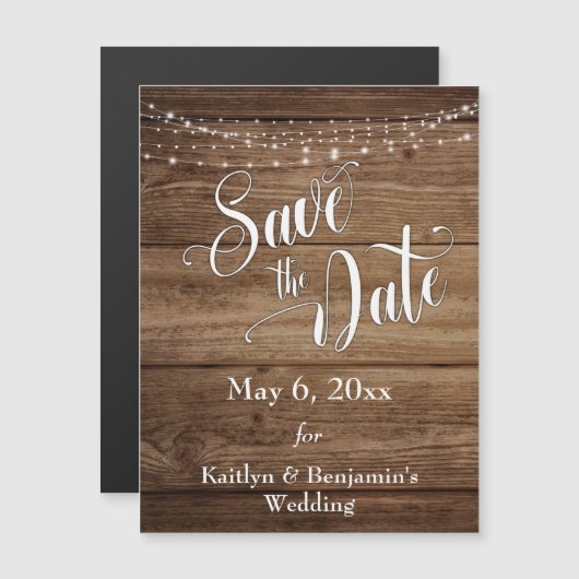 Houtlampjes en script opslaan Datum magneetkaart (Voorkant / Achterkant)