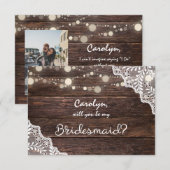 Houtlampjes worden mijn Bridesmaid met foto? Kaart (Voorkant / Achterkant)