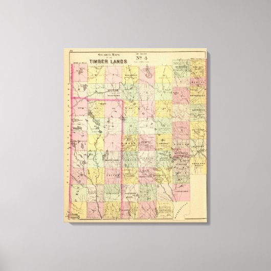 Houtland 4 Atlas Map Canvas Afdruk (Voorkant)
