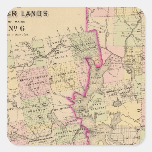 Houtland 6 Kaart Vierkante Sticker (Voorkant)