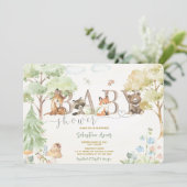 Houtland baby shower uitnodigingen (Staand voorkant)