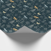 Houtland, donkere patroondieren cadeaupapier (Hoek)