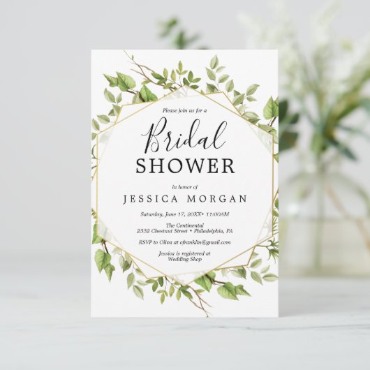 Houtland Groene Bruiloft Feest Uitnodigingskaart Kaart (Staand voorkant)