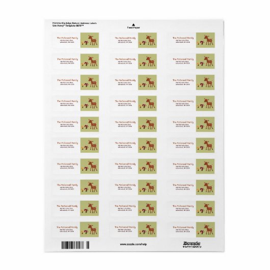 Houtland Herten AFDRUKBARE ADRESETIKETTEN Etiket (Full Sheet)