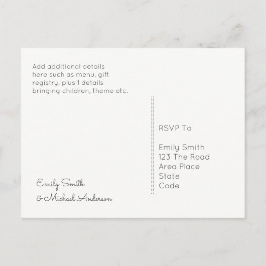 Houtland Liefdesvogels Trouw RSVP Retour Budget Uitnodiging Briefkaart (Achterkant)