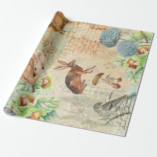 Houtland Ontschrooiing bos Wildlife Deer, konijn Cadeaupapier