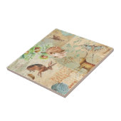 Houtland Ontschrooiing bos Wildlife Deer, konijn Tegeltje (Zijkant)