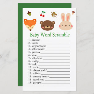 Houtlanddieren Baby woord-scramble game