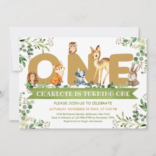 Houtlanddieren ÉÉN groene jongen verjaardag Kaart (Voorkant)