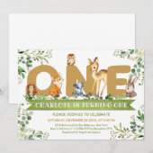 Houtlanddieren ÉÉN groene jongen verjaardag Kaart (Voorkant / Achterkant)