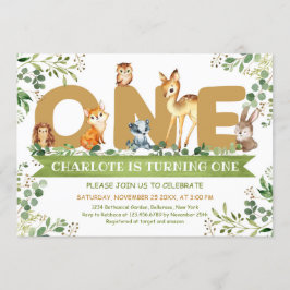 Houtlanddieren ÉÉN groene jongen verjaardag Kaart