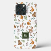 Houtlanddieren Leafy Forest Pattern Monogram Case-Mate iPhone Case (Achterkant)