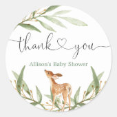 Houtlandherten genderneutraal groen baby shower ronde sticker (Voorkant)