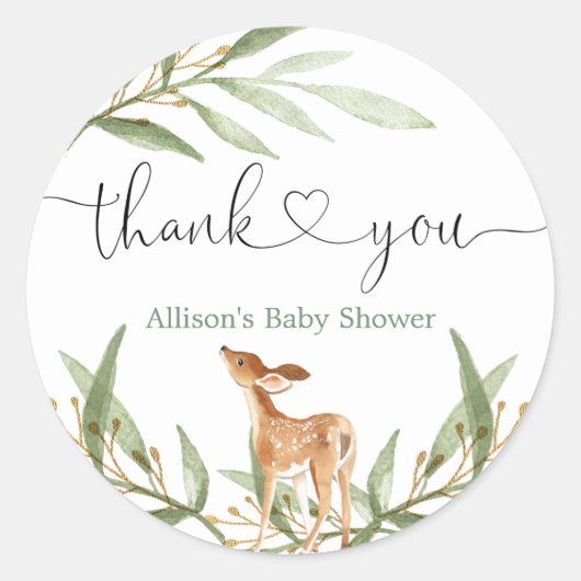 Houtlandherten genderneutraal groen baby shower ronde sticker (Voorkant)