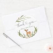 Houtlandherten genderneutraal groen baby shower ronde sticker (Envelop)