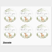 Houtlandherten genderneutraal groen baby shower ronde sticker (Vel)